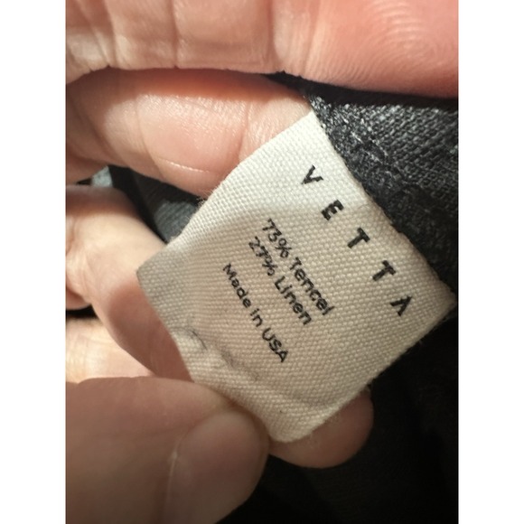 VETTA Capsule Black Wrap Jumpsuit Short Sleeve Wide Leg Tencel Linen Size M EUC - Picture 7 of 8